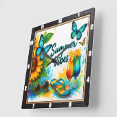 Summer Vibes Sunflower Beach Vierkante Klok (Hoek)