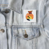 Summer vibes sunset vierkante button 5,1 cm (In situ)