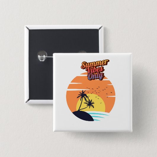 Summer vibes sunset vierkante button 5,1 cm (Voorkant /achterkant)