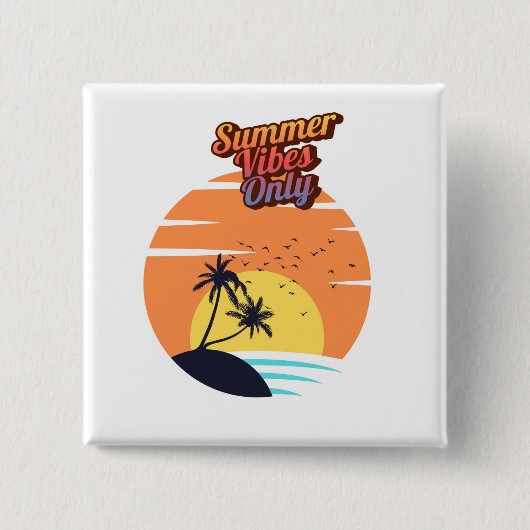 Summer vibes sunset vierkante button 5,1 cm (Voorkant)