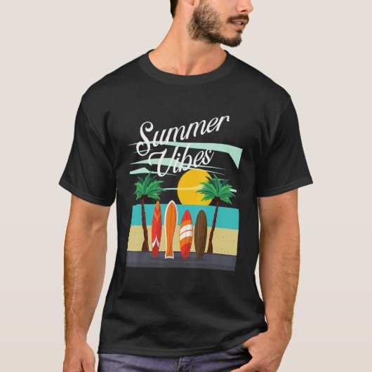 Summer Vibes Surfing Summer Beach Vacking T-shirt (Voorkant)