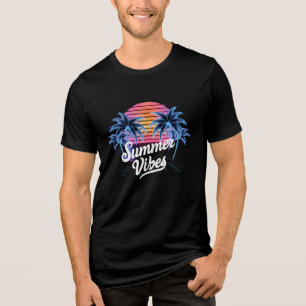 Summer Vibes Synthwave T-shirt – Neon Palm Tree
