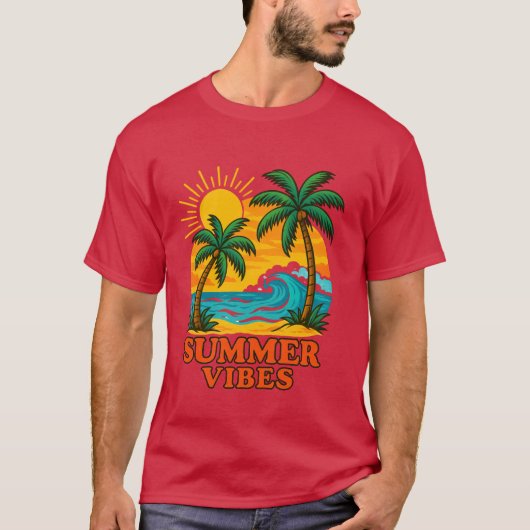 Summer Vibes T-shirt voor zon, wind en strandliefh (Voorkant)