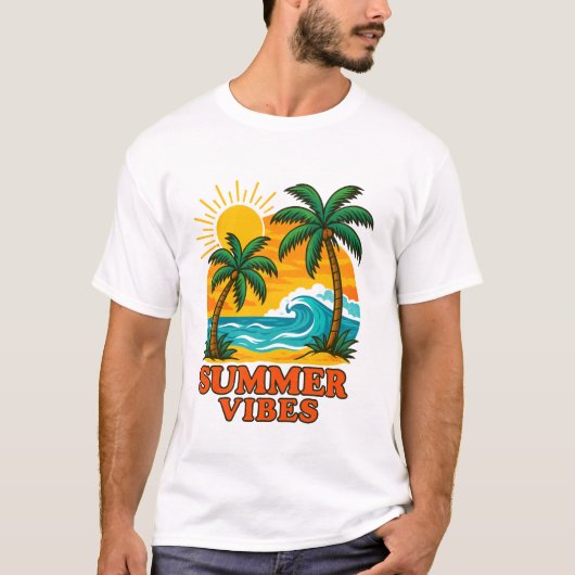 Summer Vibes T-shirt voor zon, wind en strandliefh (Voorkant)