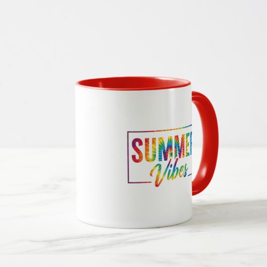 SUMMER Vibes Tie-Dye Rainbow Coffee Mug Bold Mok (Voorkant rechts)