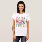 Summer Vibes Torn Collage - Retro Waterverf Beach T-shirt (Voorkant volledig)