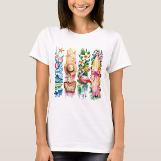 Summer Vibes Torn Collage - Retro Waterverf Beach T-shirt