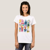 Summer Vibes Torn Collage - Retro Waterverf Beach T-shirt (Voorkant volledig)