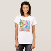 Summer Vibes Torn Collage - Retro Waterverf Beach T-shirt (Voorkant volledig)
