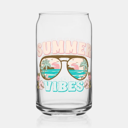 Summer Vibes Tropical Beach Zomer Fun Blikvorm Glas (Voorkant)