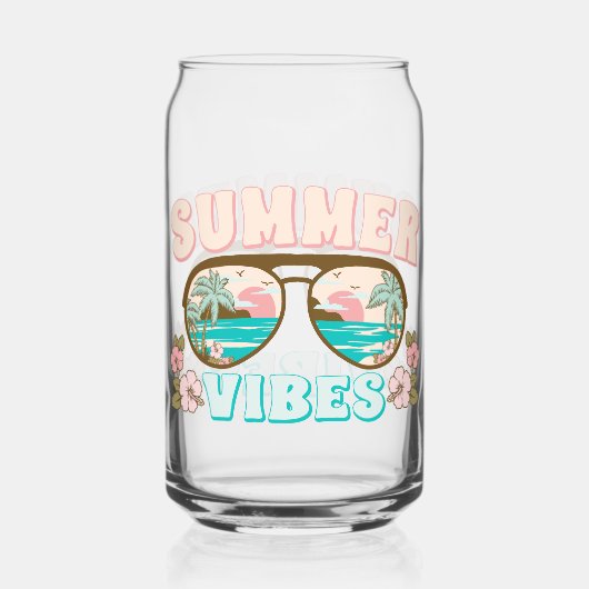 Summer Vibes Tropical Beach Zomer Fun Blikvorm Glas (Achterkant)