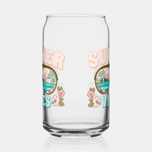 Summer Vibes Tropical Beach Zomer Fun Blikvorm Glas (Rechts)