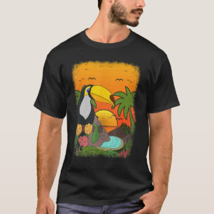 Summer Vibes Tropical Bird Palm Trees Sunse T-shirt
