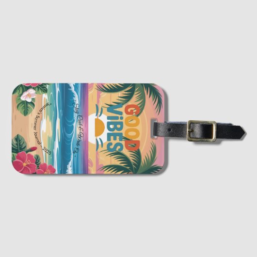 Summer Vibes Tropical Notitieboek Bagagelabel (Voorkant (horizontaal))