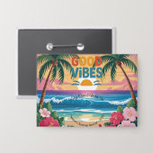 Summer Vibes Tropical Notitieboek Button (Voorkant / Achterkant)