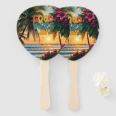 Summer Vibes Tropical Notitieboek Handwaaier (Voorkant en achterkant)