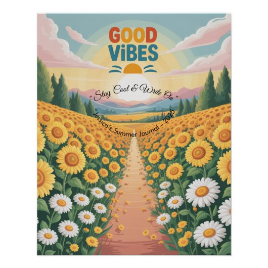 Summer Vibes Tropical Notitieboek Perfect Poster (Voorkant)