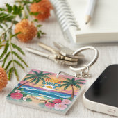 Summer Vibes Tropical Notitieboek Sleutelhanger (Voorkant Rechts)