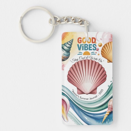 Summer Vibes Tropical Notitieboek Sleutelhanger (Voorkant)