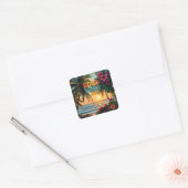Summer Vibes Tropical Notitieboek Vierkante Sticker (Envelop)