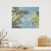 Summer Vibes Tropical Palm Tree Green Blue Sky Poster (Keuken)