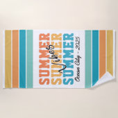 Summer Vibes Tropical Stripes Customizable Strandlaken (Voorkant)