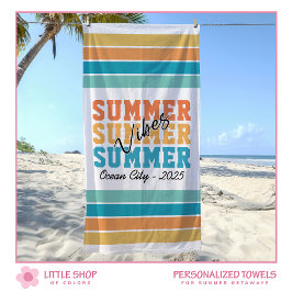Summer Vibes Tropical Stripes Customizable Strandlaken