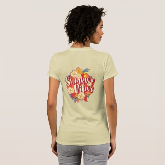 Summer Vibes Typography Tropical Flower T-shirt (Achterkant volledig)