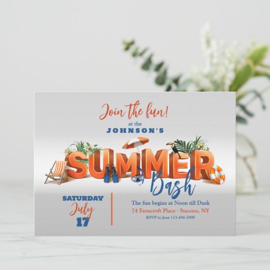 Summer Vibes Uitnodiging (Staand voorkant)