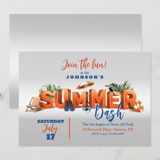 Summer Vibes Uitnodiging (Voorkant / Achterkant)