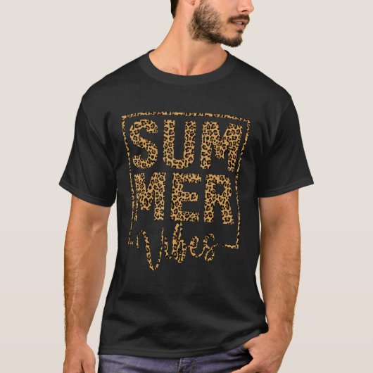 Summer Vibes Vacay Quote Leopard T-shirt (Voorkant)