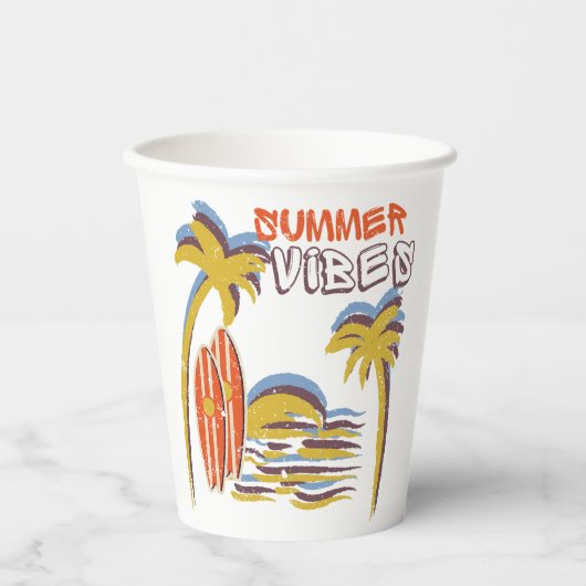 Summer Vibes Vakantie Papieren Bekers (Voorkant)