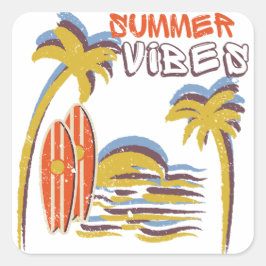 Summer Vibes Vakantie  Vierkante Sticker