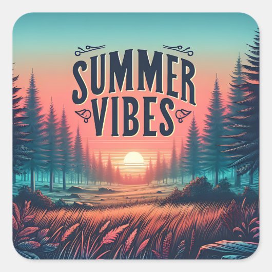 Summer Vibes Vierkante Sticker (Voorkant)