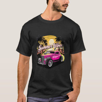 Summer Vibes Vintage Car Sunset on Men's Tall T-Sh T-shirt