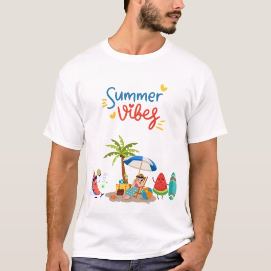 Summer Vibes: Watermelon Beach Party Illustration T-shirt (Voorkant)