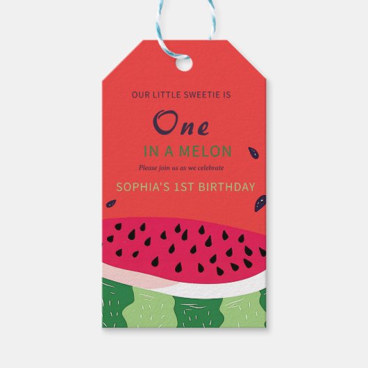 Summer Vibes Watermelon Party Uitnodigen Cadeaulabel (Voorkant)
