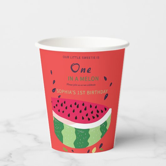 Summer Vibes Watermelon Party Uitnodigen Papieren Bekers (Voorkant)