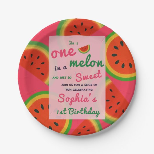 Summer Vibes Watermelon Party Uitnodigen Papieren Bordje (Voorkant)