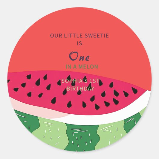 Summer Vibes Watermelon Party Uitnodigen Ronde Sticker (Voorkant)