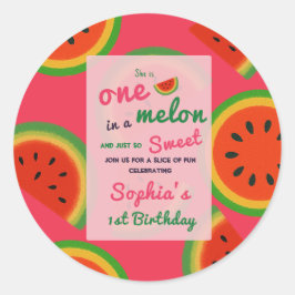 Summer Vibes Watermelon Party Uitnodigen Ronde Sticker