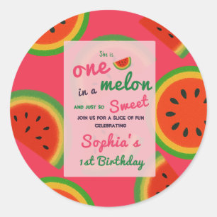 Summer Vibes Watermelon Party Uitnodigen Ronde Sticker
