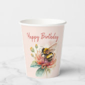 Summer Vibes Waterverf Bumblebee Happy Birthday Papieren Bekers (Achterkant)