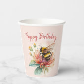 Summer Vibes Waterverf Bumblebee Happy Birthday Papieren Bekers (Voorkant)