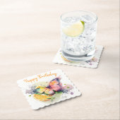 Summer Vibes Waterverf Butterfly - Happy Birthday Kartonnen Onderzetters (Insitu)