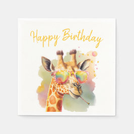 Summer Vibes Waterverf Giraffe - Happy Birthday Servet