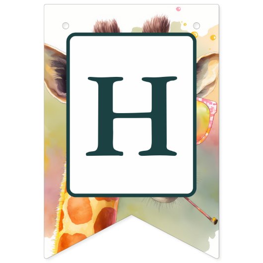 Summer Vibes Waterverf Giraffe - Verjaardag Vlaggetjes (Tweede vlag)