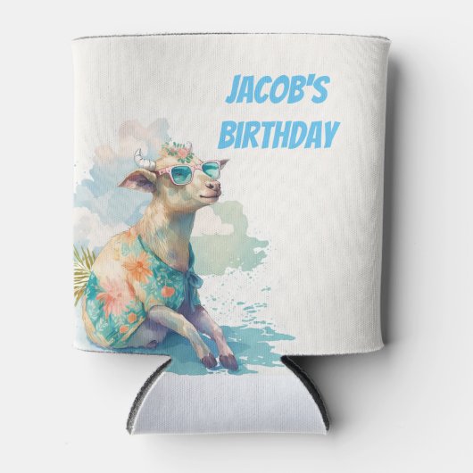 Summer Vibes Waterverf Goat - Happy Birthday Blikjeskoeler (Voorkant)