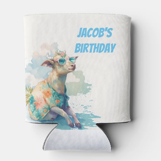 Summer Vibes Waterverf Goat - Happy Birthday Blikjeskoeler (Achterkant)