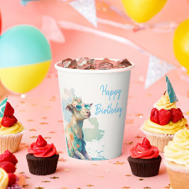 Summer Vibes Waterverf Goat - Happy Birthday Papieren Bekers